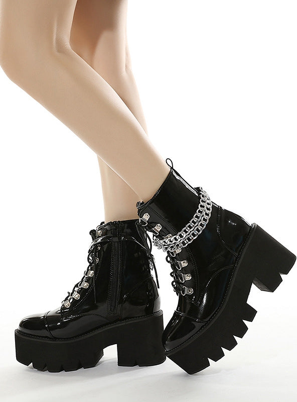 Thick Chain Platform High Heel Boot