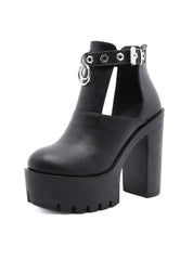 Women's Side Hollowed-out Metal Back Zipper Buckle Boots