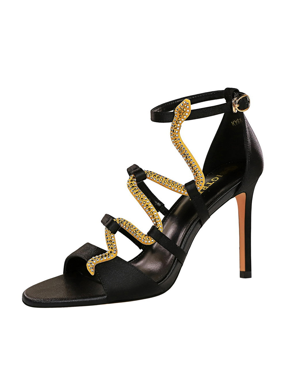 Silk Hollow Snake-shaped Rhinestone Sandals