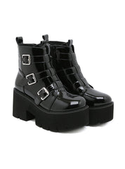 Women's Boots With Thick Metal Belt Buckle