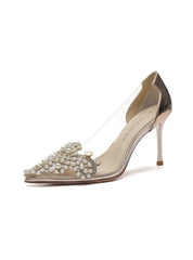 Thin-heeled Pointed Rrhinestone Pearl High Heels Shoes