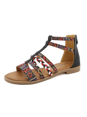 Ethnic Colorful Stitching Roman Flat Sandals