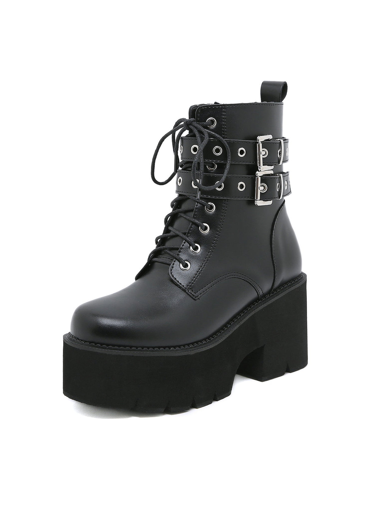 Metal Belt Buckle Thick Heel Waterproof Platform Martin Boots