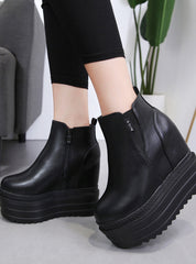 Thick-soled Internal Raised Elastic Wedges Martin Boots