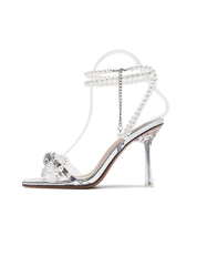 Pearl Bow Stiletto Heels Sandal