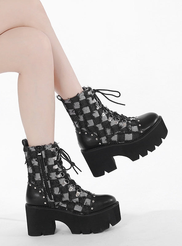 Women's Thick Chain and Thick Heel Boots Shoes