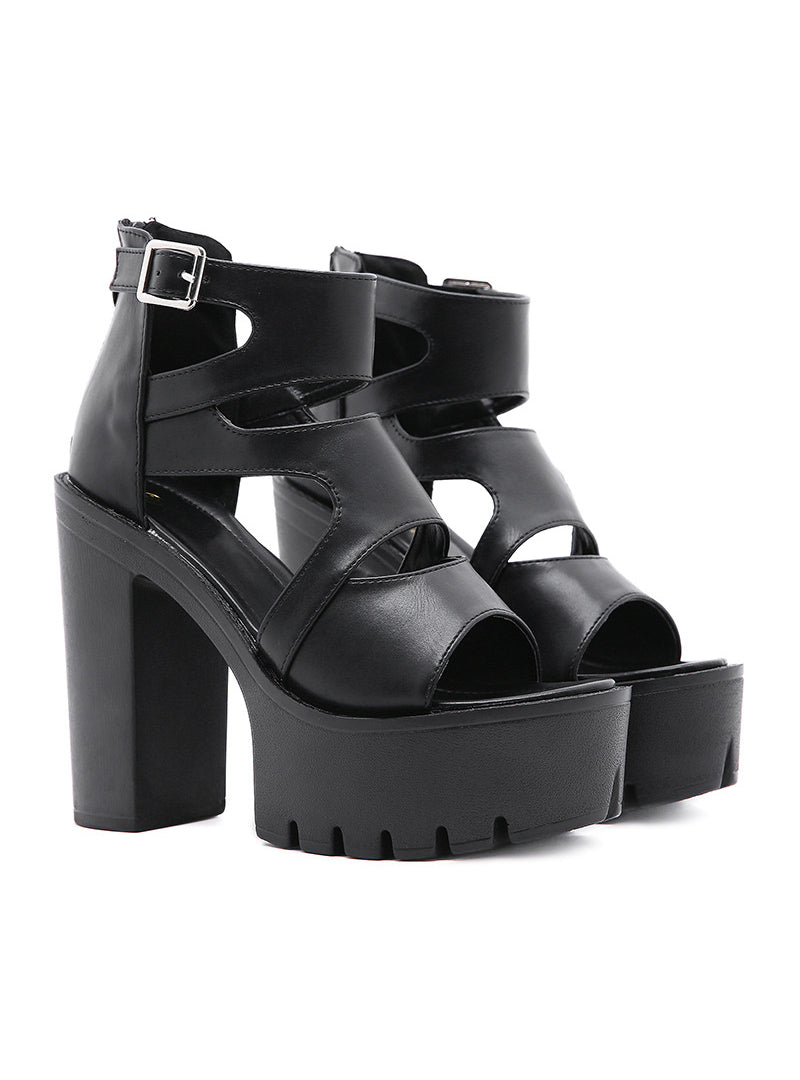 High-heeled Thick Fishmouth Sandals