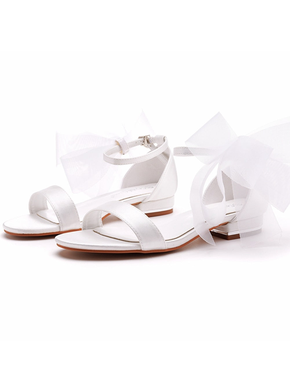 2 cm Square Satin Bow Bridal Sandals