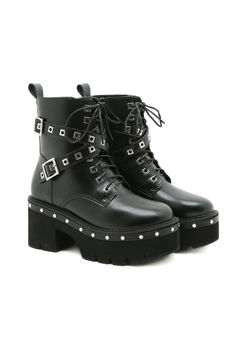 Women's Thick Soles Rivets Short Boots