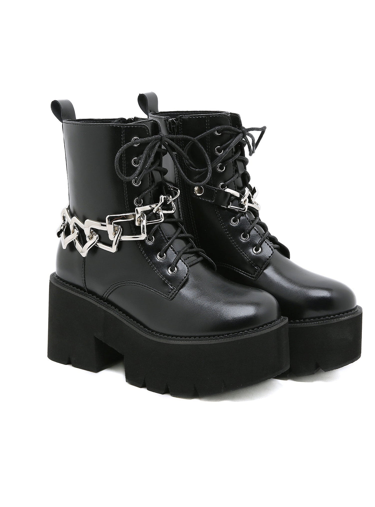 Martin Boots Detachable Side Zipper of Metal Chain