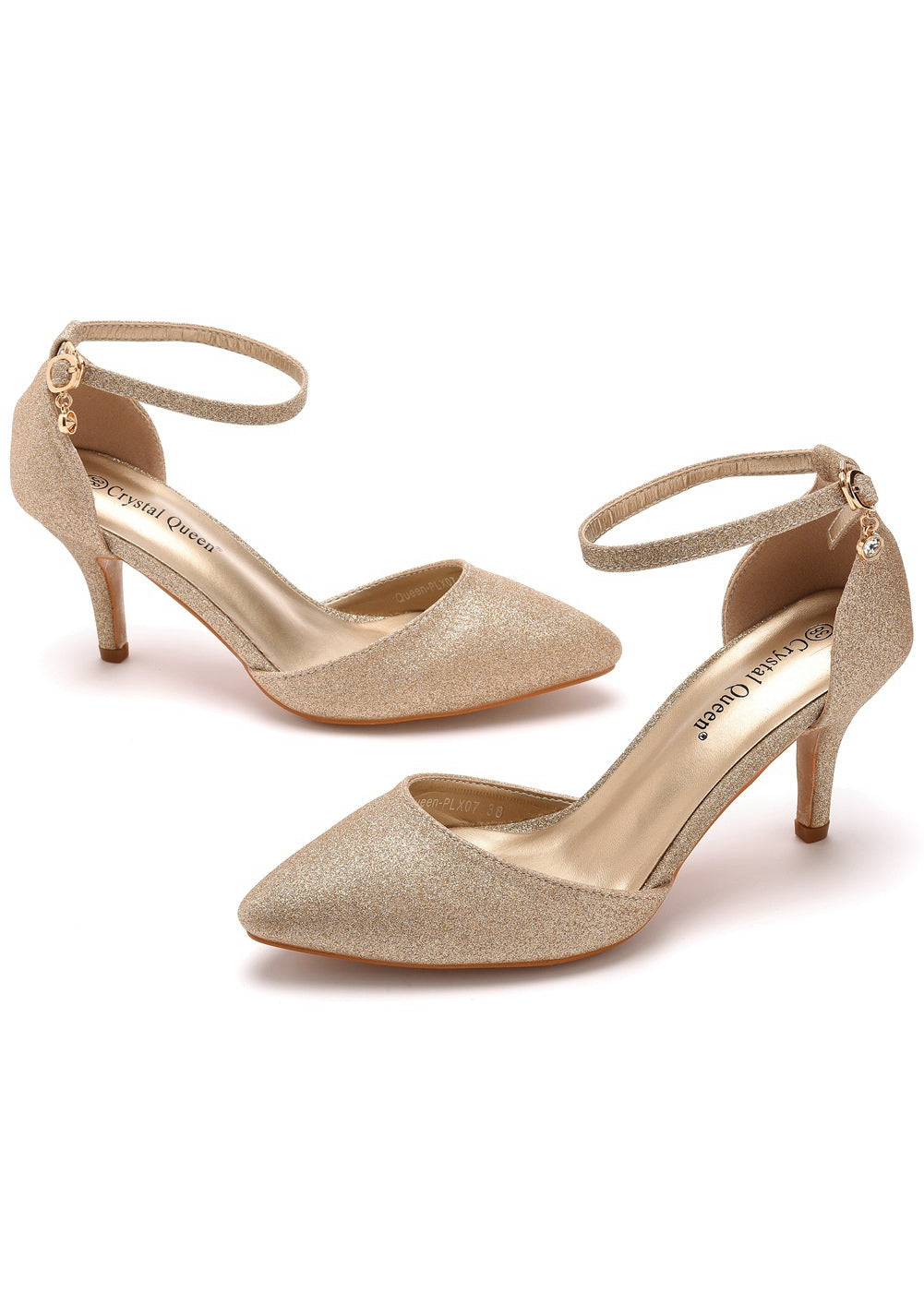 7 cm Thin Pointed Sequined Pointed Sandals