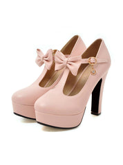 High Heel Shoes Brand Bowtie Round Toe Heeled Pumps