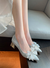 Pointed Platform Bow Heels