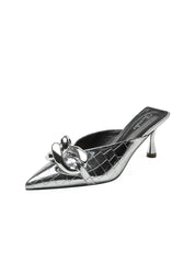 Silver Chain Pointed Baotou Sandals Slippers