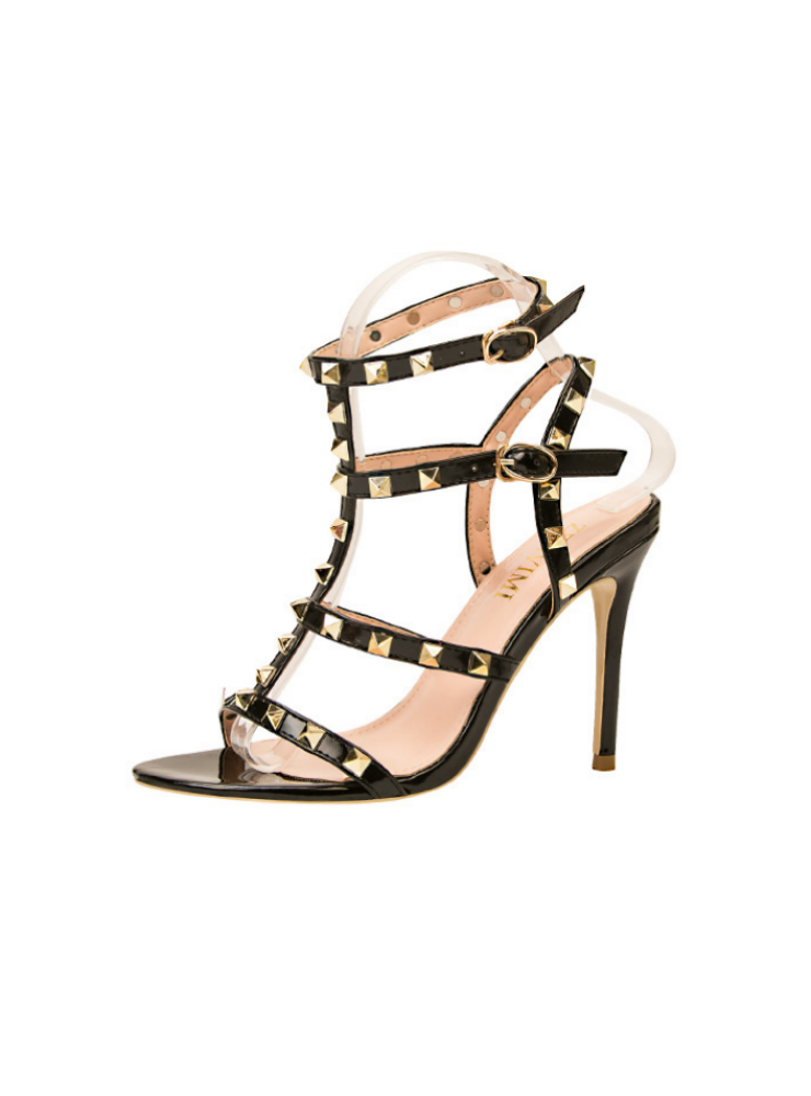 Patent Leather Metal Rivet Gladiator Sandals