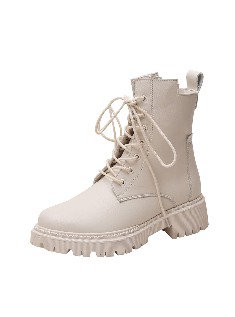 Women's Thick Bottom Zipper Middle Tube Boots