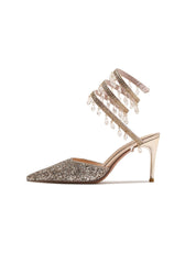 Gold and Silver Crystal Lmp High-heeled Stiletto Sandals