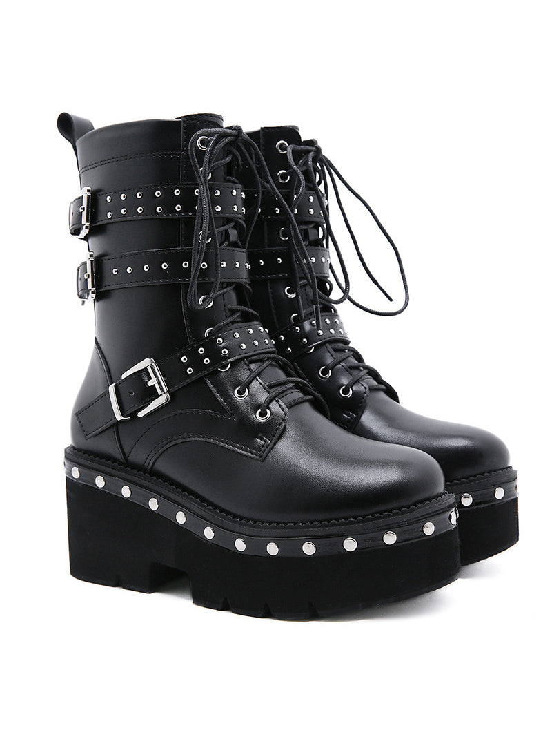 Rivet Thick-soled Motorcycle Martin Boots