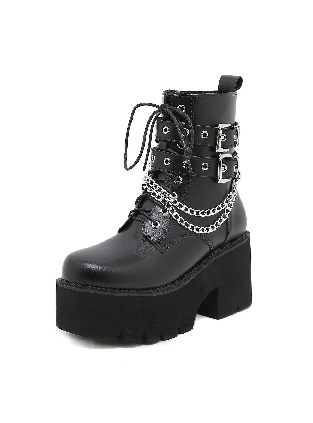 Short Side Zipper High Heel Round Head Boots