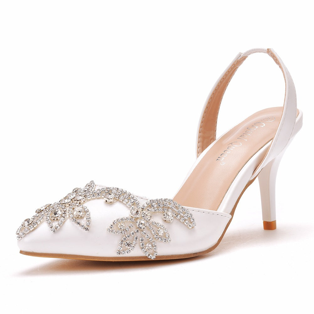 Shallow Pointed Rhinestone Chain Stiletto Sandals