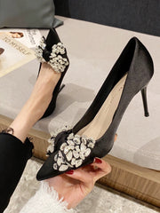 Diamond Stilettos Bow Pointed High Heels