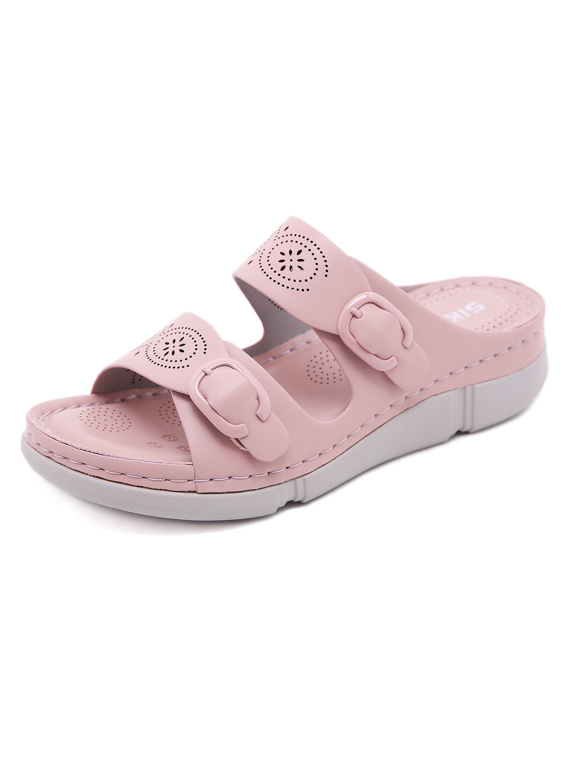 Buckle Pattern Wedge Sandals