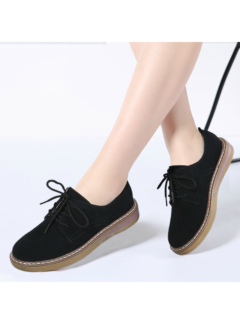 Sneakers Oxford Flats Shoes Leather Suede Lace Up