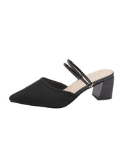 Pointed Thick-heeled Slippers