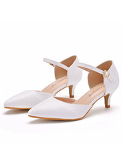 5 cm White Thin-heeled Pointed Sandals