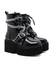 Thick Sponge Cake Metal Chain Women's Boots