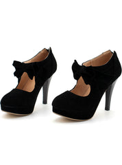 Woman Small Bow Platform Pumps High Heeled