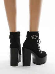 Belt Buckle Platform Shoes Boots