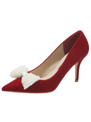 Wedding Wears Bow Red High Heels