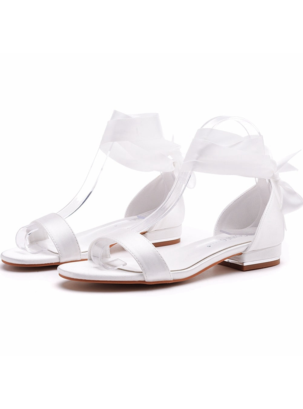 Satin Bridal White Ribbon Sandals