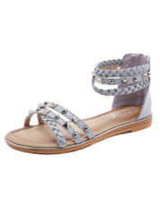 Rivet Woven Large Flat-bottomed Retro Sandals