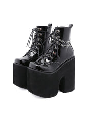 Ultra-high Heel and Thick Soled Chain Jockey Boots