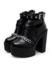 Waterproof Platform Chain Thick Heel Boot