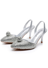 7 cm Rhinestone Pointed Stiletto Sandals