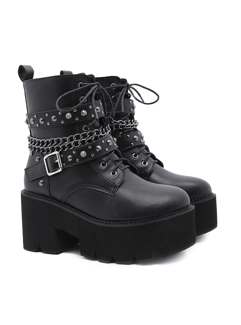 Nail Chain Thick-soled Martin Boots