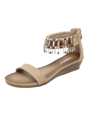 Pearl Wedge Heel Retro Roman Sandals