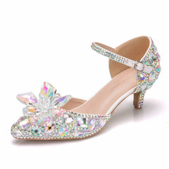 5cm Rhinestone Stiletto Pointed Sandals