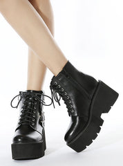 Side Zipper Front Thick Soled Short Boots