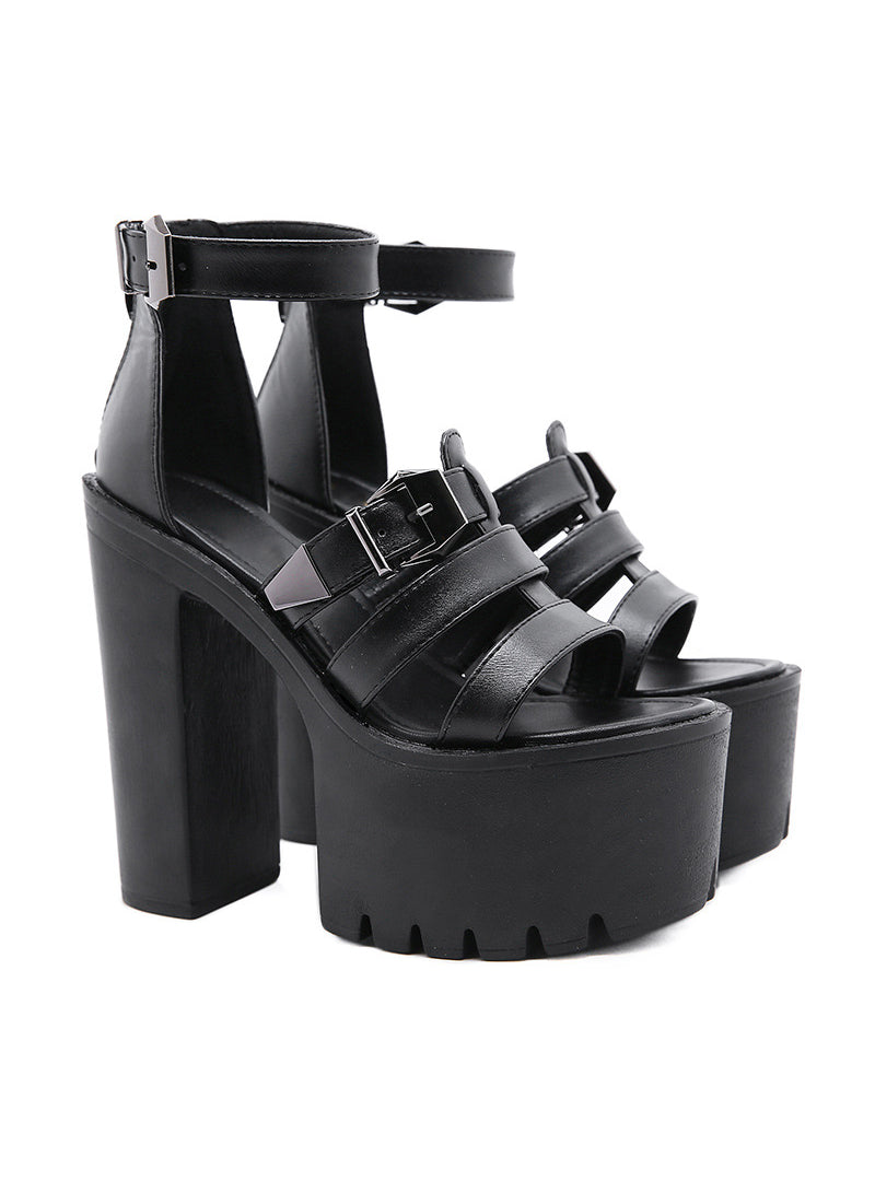 Thick-soled Ultra-high Heel Hollow Sandals