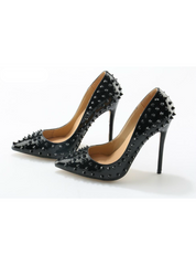 Stiletto Heels Pump Black Patent Leather Heels Spikes