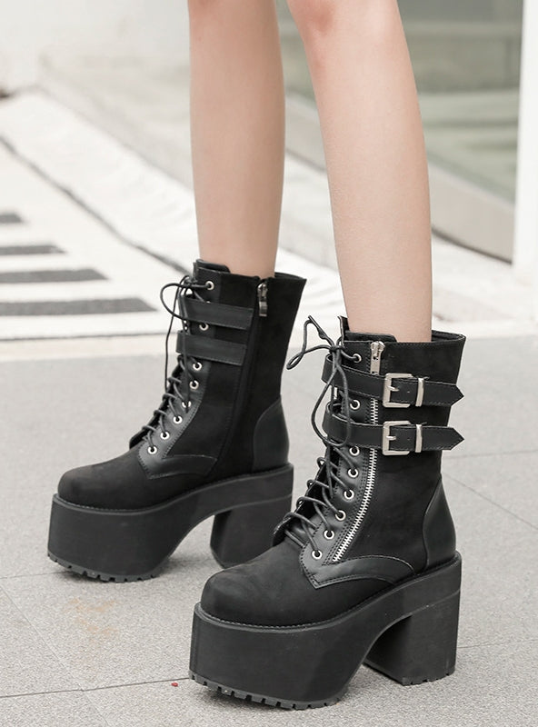 Thick Heel Thick Bottom Side Zipper Martin Boots