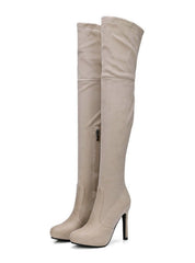 Suede High Heel Knee Boots