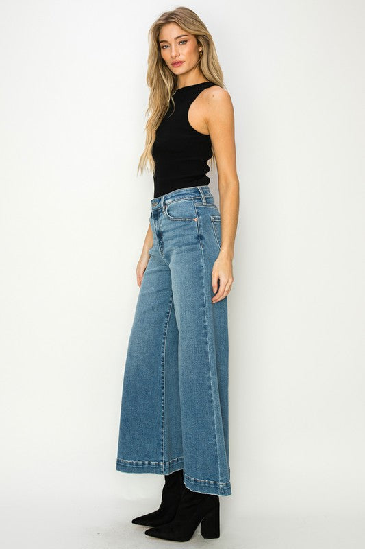 High-Rise Crop Palazzo Jeans