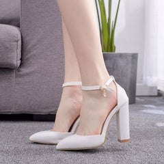 10 cm Thick-heel Pointed Wedding Sandals