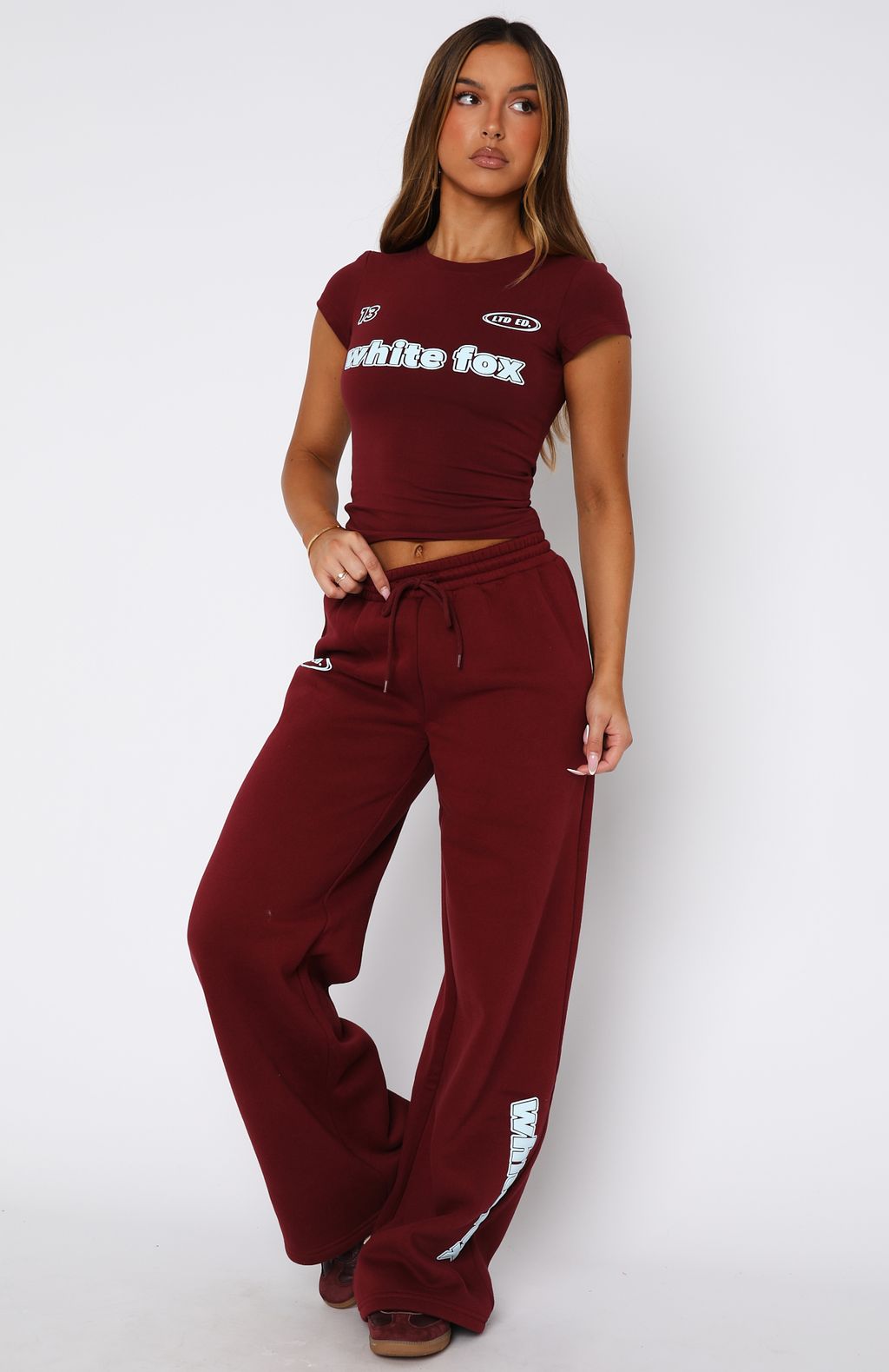 Ready To Go Wide Leg Sweatpants Burgundy