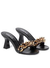 Thick High Heel Metal Chain Slipper